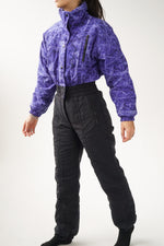 One piece Snuggler ski wear, blue and black snow suit pour femme taille 10 (S)