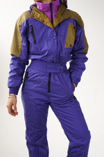 One piece Mountain Goat ski suit, snow suit mauve métallique pour femme taille 10 (S)