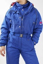 One piece vintage de ski alpin Killy, ski suit bleu royal pour femme taille 14 (M)