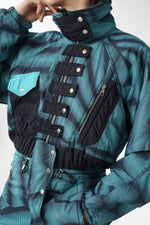 One piece Belfe ski suit, turquoise snow suit made in Italy size M