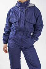 Habit de ski une pièce Killy, ski suit bleu foncé pour femme taille 10 (S)