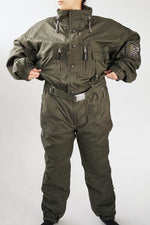 Vintage Bogner one piece ski suit, kaki green snow suit pour homme size 44 (M-L)