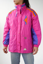 Manteau rétro ski rose pour femme taille S-M