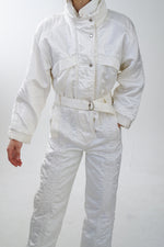 One piece Ispo ski suit, snow suit en satin blanc pour femme taille M