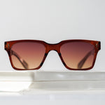 Ribotti Remake Casino Brown unisex sunglasses - square wayfarer brown frame, retro 90s style, gradient brown tinted lenses