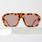 Ribotti Remake Club Angel unisex sunglasses - oversized aviator tortoiseshell frame, burgundy tinted lenses, retro 90s style