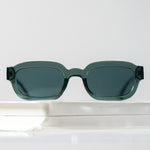 Ribotti Remake Dictions Dream unisex sunglasses - retro 90s style, green translucent rectangular frame, green tinted lenses