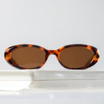 Ribotti Remake Girls Cady unisex sunglasses - oval cat-eye tortoiseshell frame, vintage 90s chic style, brown tinted lenses