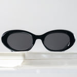Ribotti Remake Princess Anne unisex sunglasses - retro 90s style, oval cat-eye black frame, black tinted lenses