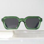 Ribotti Remake Road Trip Thelma unisex sunglasses - vintage 90s style, green square frame, grey tinted lenses