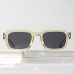 Ribotti Remake Seven Fincher unisex sunglasses - vintage 90s style, rectangular clear frame, grey tinted lenses