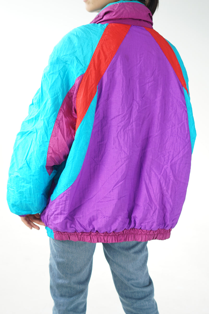 Retro 80s Men's Vintage Light Jacket Windbreaker Reversible Polyester  Hipster M