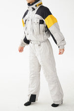 One piece Couloir snow suit ski suit gris, noir et jaune pour homme taille 42 (M)