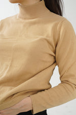 Col roulé en coton vintage Jessica beige pour femme taille S