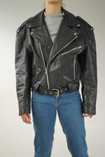 Perfecto de cuir vintage noir taille small homme