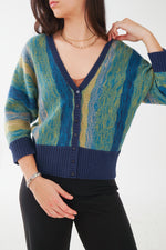 Cardignan 100% cachemire Lord & Taylor vert et bleu pour femme taille M