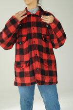 Manteau réversible en laine carotté rouge S