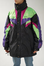 Vintage ski jacket Sun Ice neon green and black size L