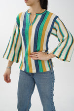Chandail vintage 70s à manches amples pour femme taille S