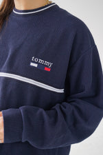 Crewneck vintage Tommy bleu foncé pour homme taille XL