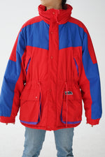 Manteau d'hiver vintage Ludik rouge et bleu pour homme taille M-L