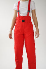Vintage red overalls Swiss snow pants size 10