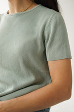 Chandail à manches courtes Lauren by Ralph Lauren en soie couleur sauge taille M