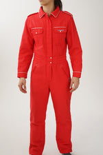 One piece vintage 60s Fusalp ski suit, snow suit léger rouge pour femme taille S
