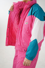 Deux pièces vintage Sunalp rose avec turquoise et blanc unisexe taille M-L