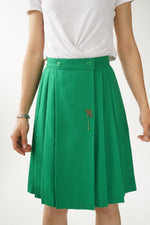 Jupe d'écolière vintage verte fait au Canada taille XS