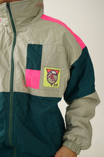 Fou manteau vert et rose fluo Joff