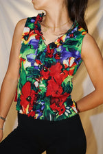 Top 90s à fleurs et texture Tribal taille M-L