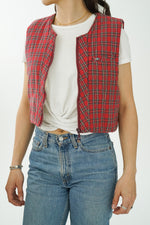 Veste sans manche Coréen rouge carottée taille XS-S