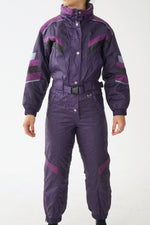 One piece vintage Étirel ski suit, snow suit mauve métallique pour femme taille 6 (XS-S)