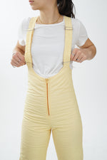 Pantalon de neige salopette vintage jaune pâle pour femme taille XS-S