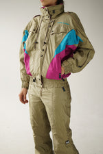 80 retro two piece Couloir ski suit, metallic snow suit size 8