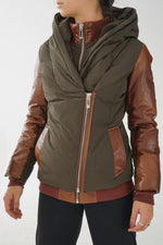 Manteau d'hiver de ville puffer en cuir de renard SNÖ pour femme taille S