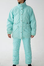 Habit de neige en duvet deux pièces Frimas, snow suit turquoise pour femme taille S-M