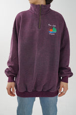 Chandail vintage half zip Rice Lake Canada bourgogne unisex taille L