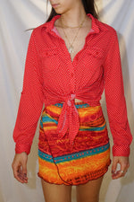 Blouse à nœud rouge à pois taille S