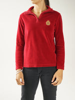 Lauren by Ralph Lauren red suede half zip