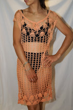 Robe de plage en filet orange O/S