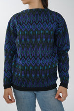 Chandail vintage en pure laine Norvy pour femme taille M-L