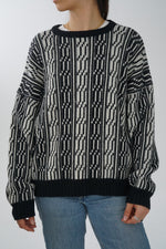 Chandail vintage Cooper blanc et noir unisex taille M
