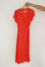 Robe cache cœur vintage rouge à pois pour femme taille S