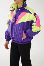 Manteau rétro fluo New Face jamais porté mauve et jaune fluo/rose unisexe taille M