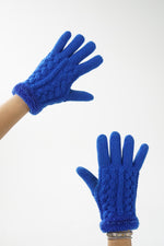 Gant en tricot bleu pour femme taille S
