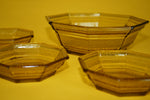Amber depression glass bowl set