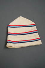 Tuque en laine lignes bleu et rouge