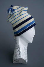 Tuque vintage blanche et bleu